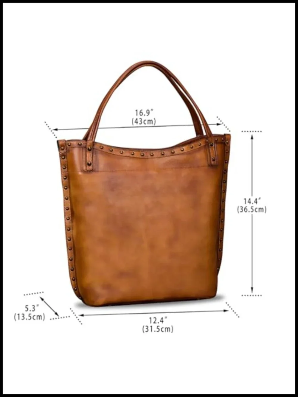Genuine Leather Work Tote Shoulder Bag Large Handbag Satchel Vintage Handmade